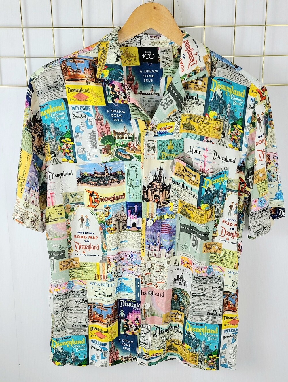 Disney 100th Anniversary Patchwork Hawaiian Button-Down Shirt